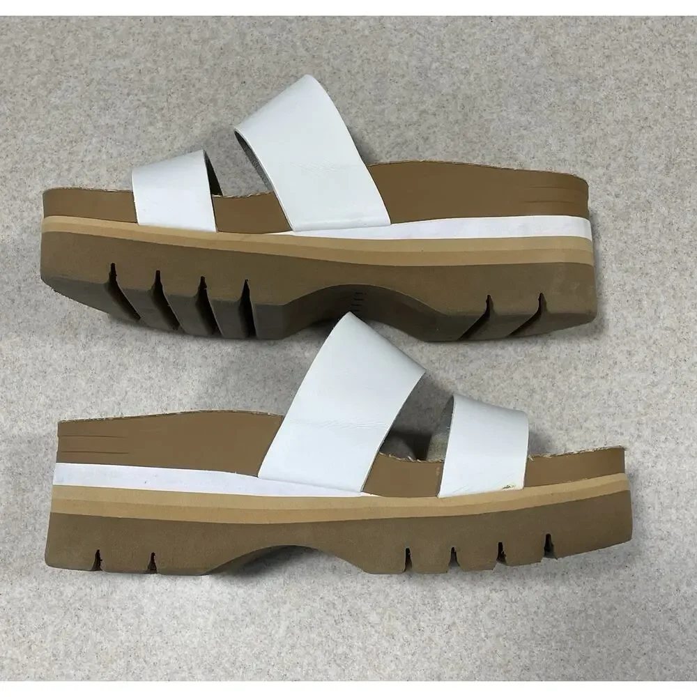 Reef Cushion Vista Hi Sandals White/Brown -Cork Women’s Size 7 -Summer Wear -EUC